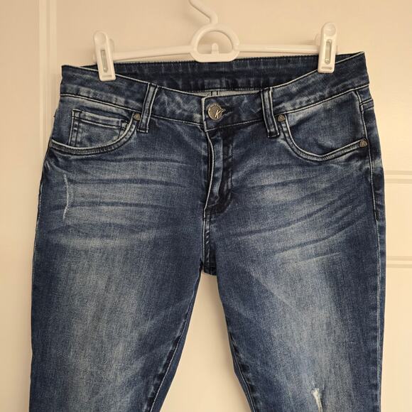 Women's Kut from the Kloth "Donna Ankle Skinny" Distressed Denim Jeans | Size 4P - Picture 3 of 9